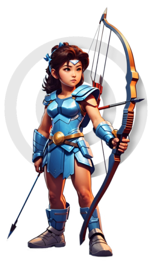 warrior girl with bow and arrow target